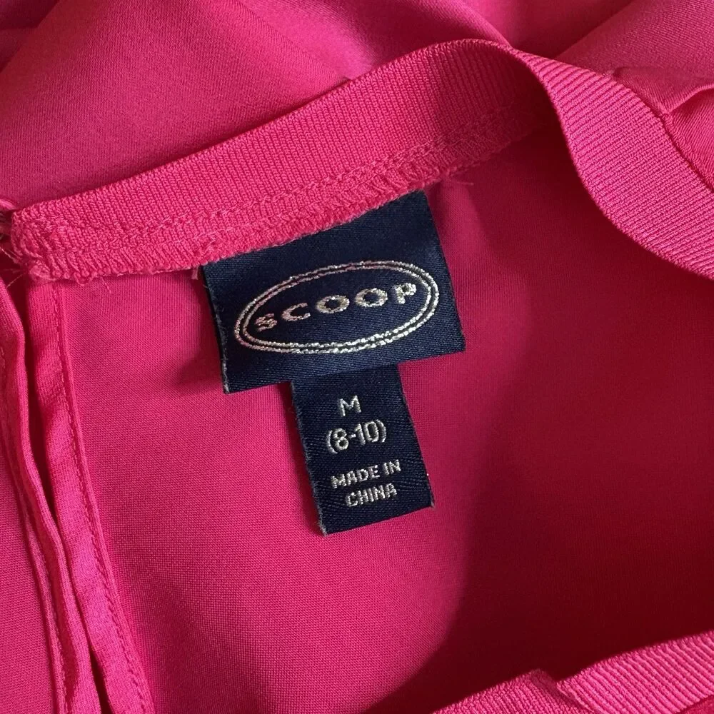 Scoop Crew Neck Satin Midi Tank Dress Classic Fit Bright Pink Size Medium 8-10